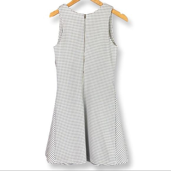 Sleeveless Skater Mini Dress Textured Check Print Blue White Spring Summer Small - Picture 5 of 9
